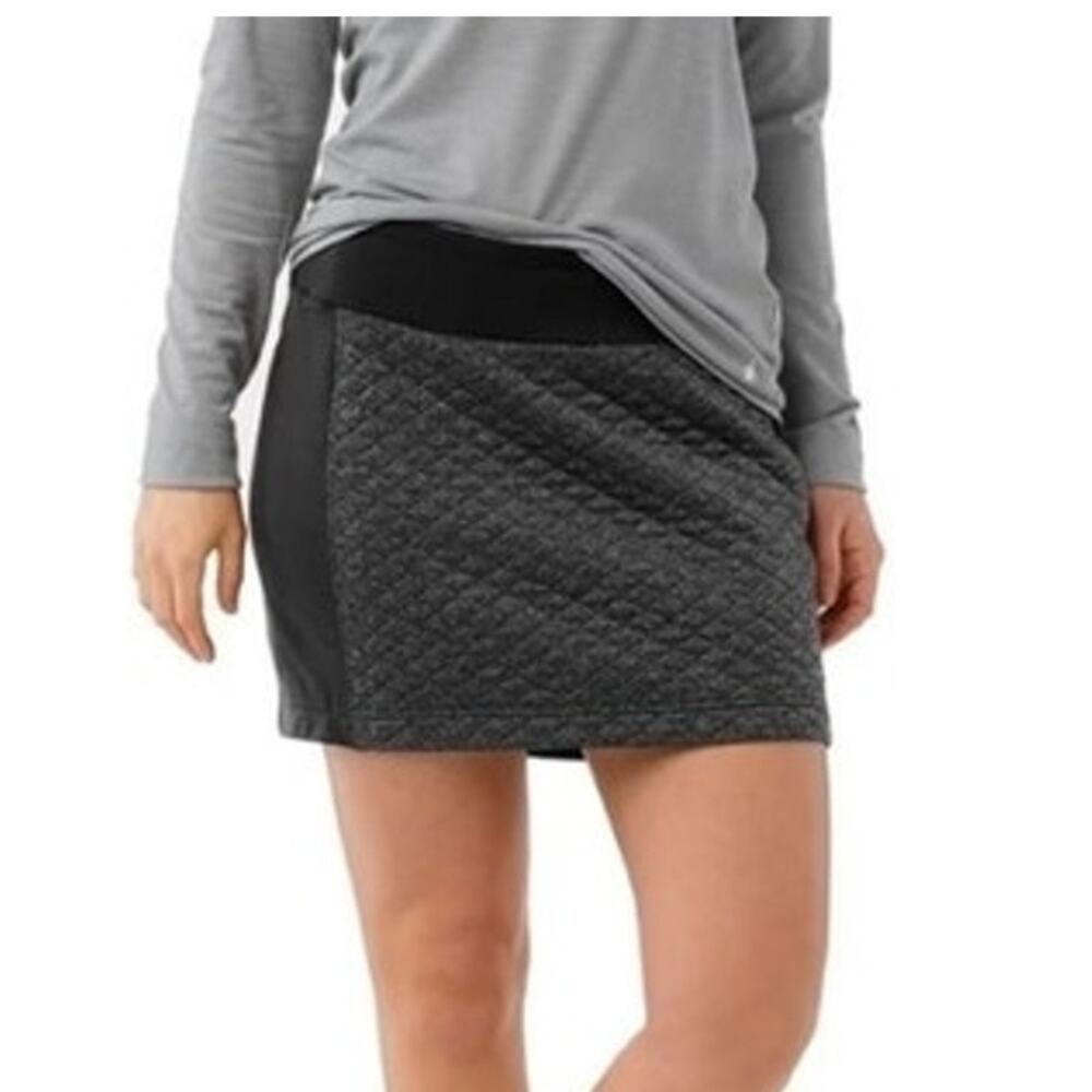 Smartwool Diamond Peak Quilted Outdoor Hiking Mini Skirt Black Heather Gray